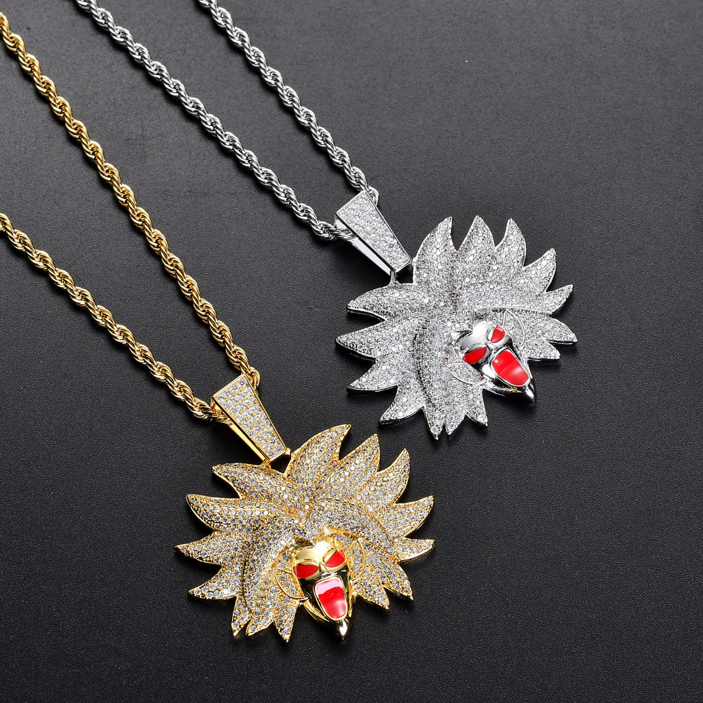 Hip Hop Dragon Cubic Zirconia Pendant Necklace for Men and Women