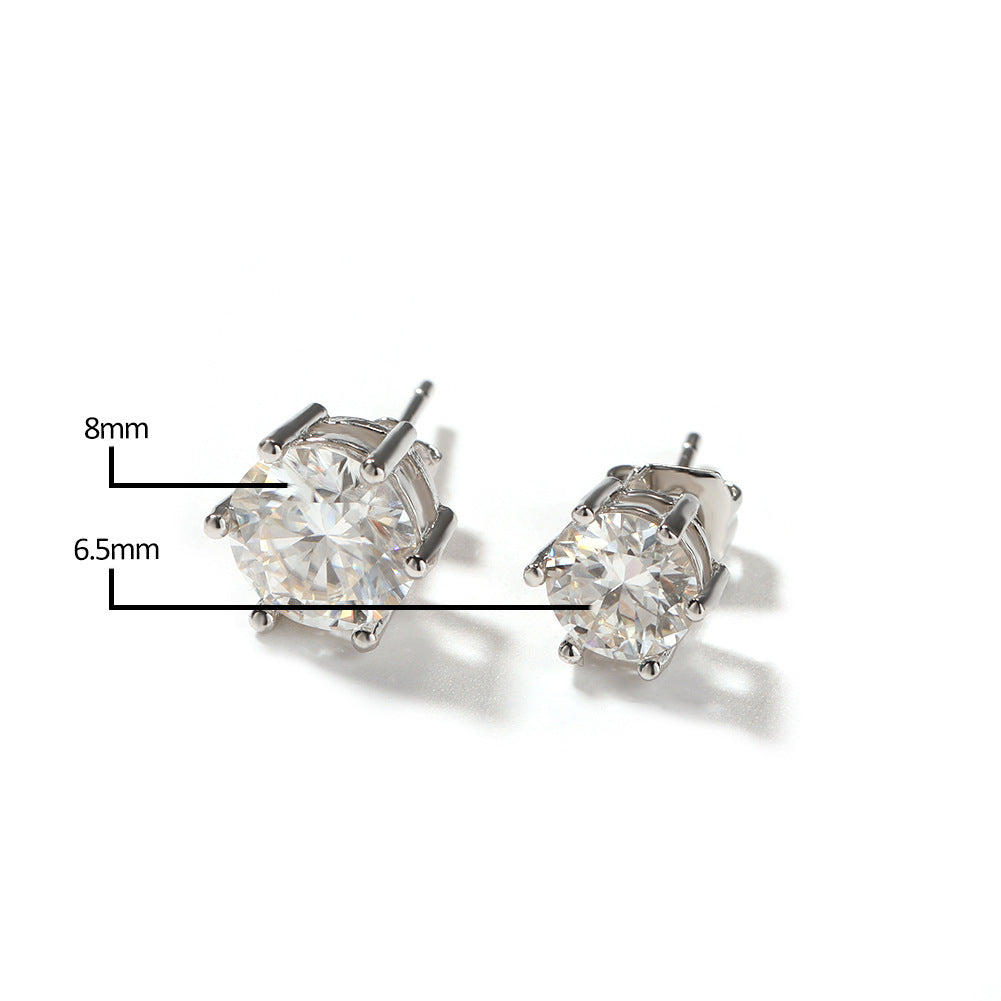 Unisex Silver Hexagon Stud Earrings with Clear Cubic Zirconia - Hip Hop Statement Earrings in Gold or Silver Tone product image