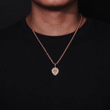 Lion Head Pendant Necklace, Hip Hop Chain, Zircon Accent, Unisex Statement Jewelry