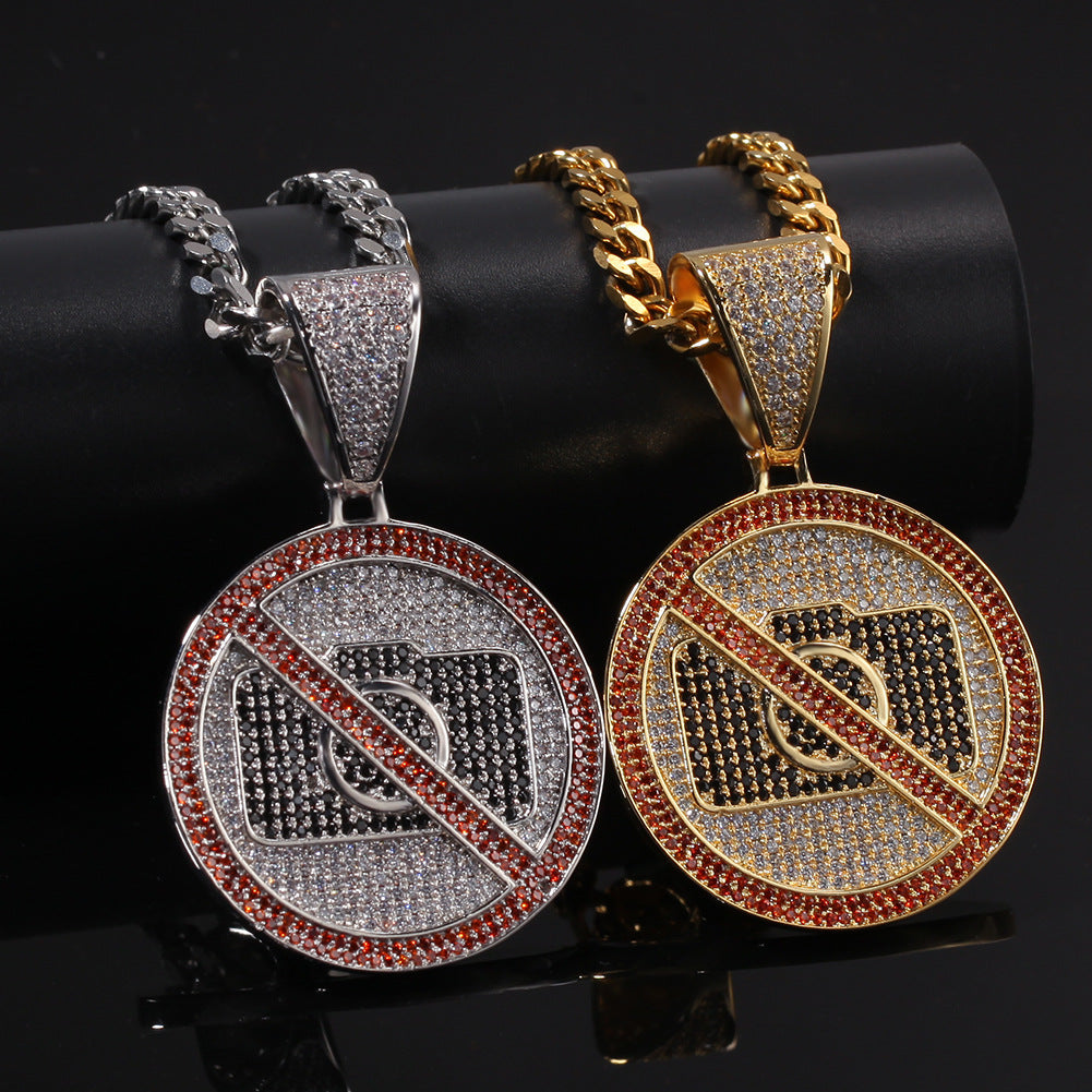 Iced Camera Pendant Necklace with 5mm Cuban Chain - Stainless Steel Gold or Silver Statement Chain for Women & Men
