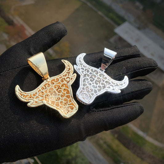 Iced Out Bull Pendant Necklace