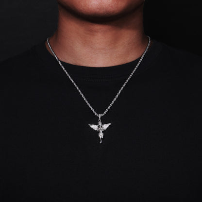 Iced Out Angel Wing Pendant Necklace for Women and Men - Hip Hop Cubic Zirconia Copper Chain Jewelry Gift