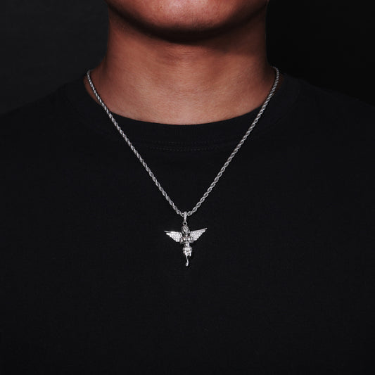 Iced Out Angel Wing Pendant Necklace for Women and Men - Hip Hop Cubic Zirconia Copper Chain Jewelry Gift alternate product image
