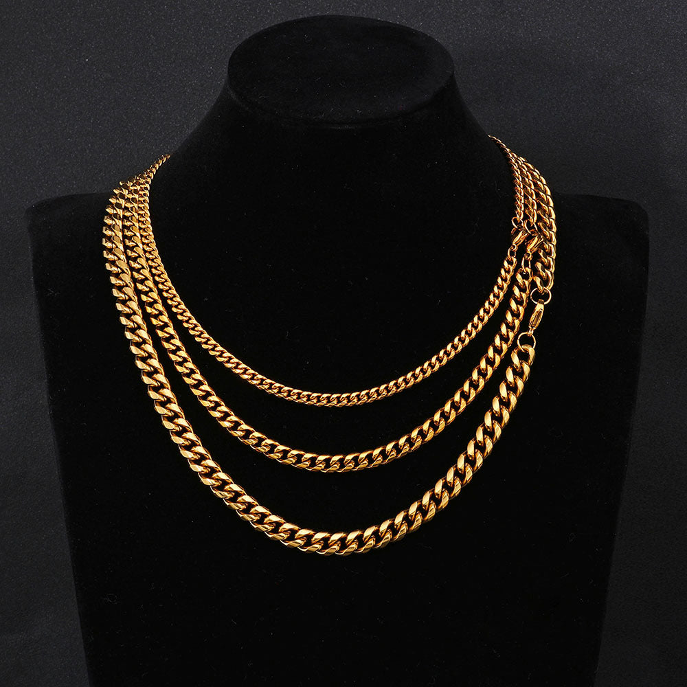 5-9 mm Polished Rounded Cuban Hip Hop Necklace or Bracelet with Stainless steel Base - CHA163 product image