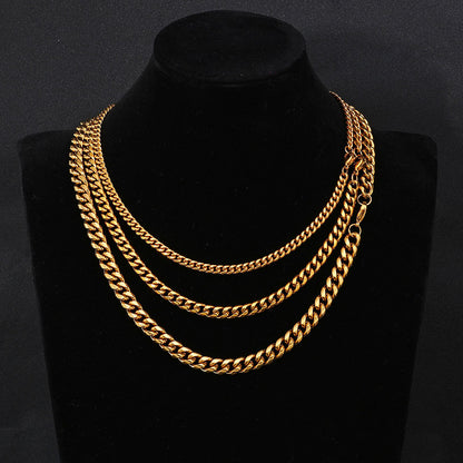 5-9 mm Polished Rounded Cuban Hip Hop Necklace or Bracelet with Stainless steel Base - CHA163