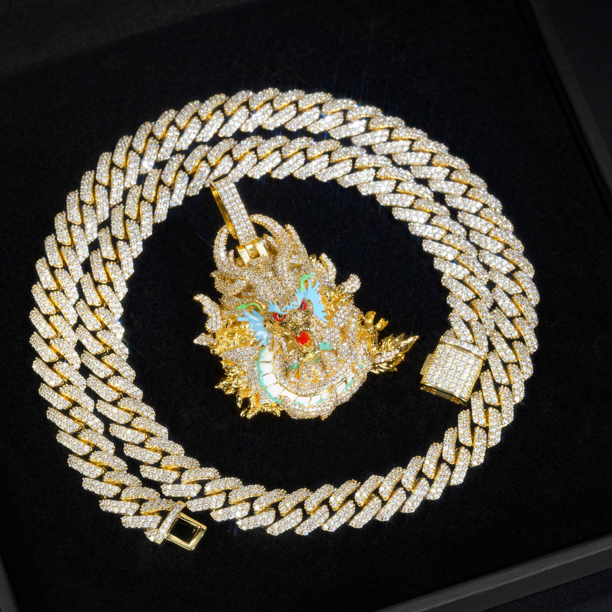 Iced Out Dragon Pendant Necklace, Hip Hop Rope Chain, Animal Statement Jewelry product image