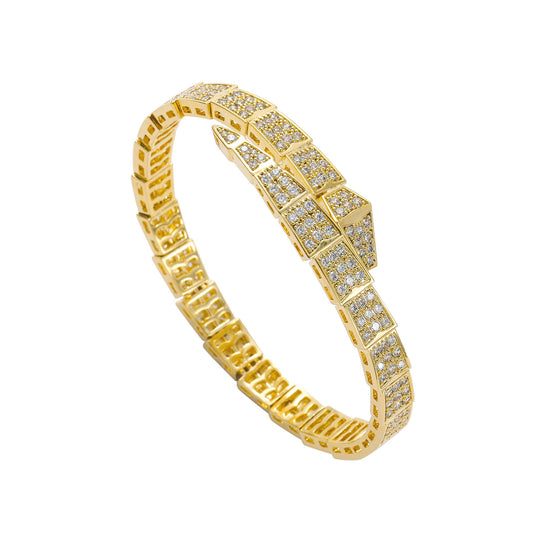 Light Luxury Snake Cubic Zirconia Bracelet for Men and Women