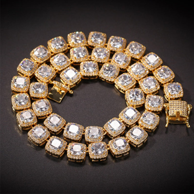Iced Out Cubic Zirconia Chain Necklace Bracelet Set for Women & Men, Silver Plated or Gold Plated Statement Hip Hop Jewelry