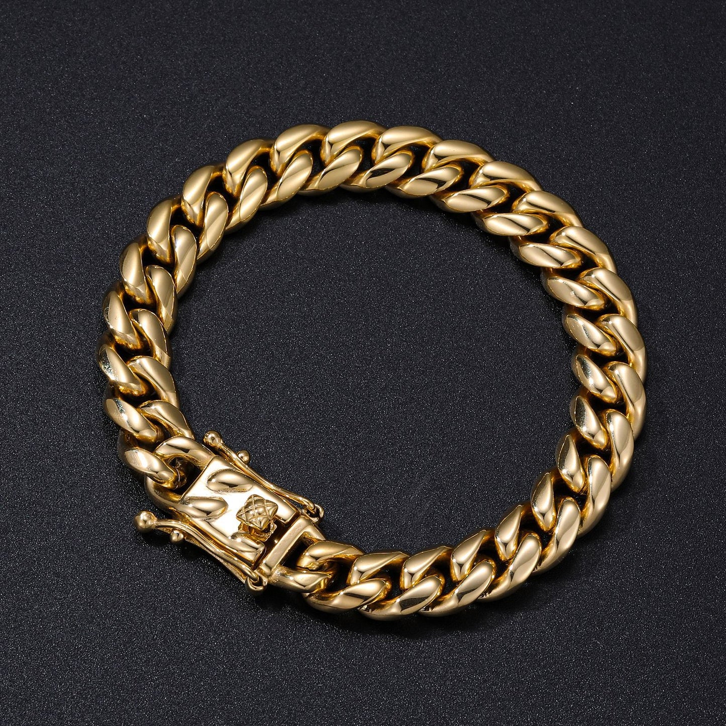 Unisex Cuban Link Chain Bracelet in Gold, Silver or Multicolor Stainless Steel Streetwear Jewelry product image