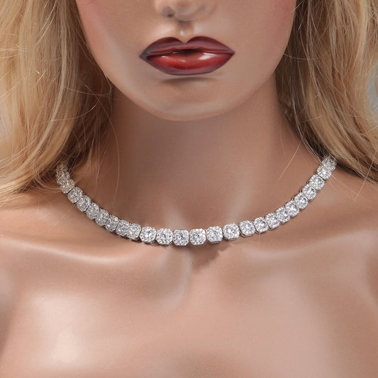 Unisex Iced Out Cuban Chain Necklace with Cubic Zirconia, Gold Plated or Silver Plated Statement Hip Hop Necklace, 16-22 Inch