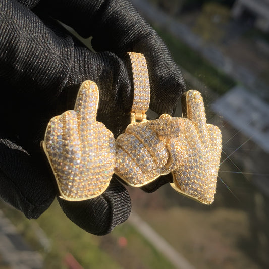 Iced Out Gesture Pendant Necklace