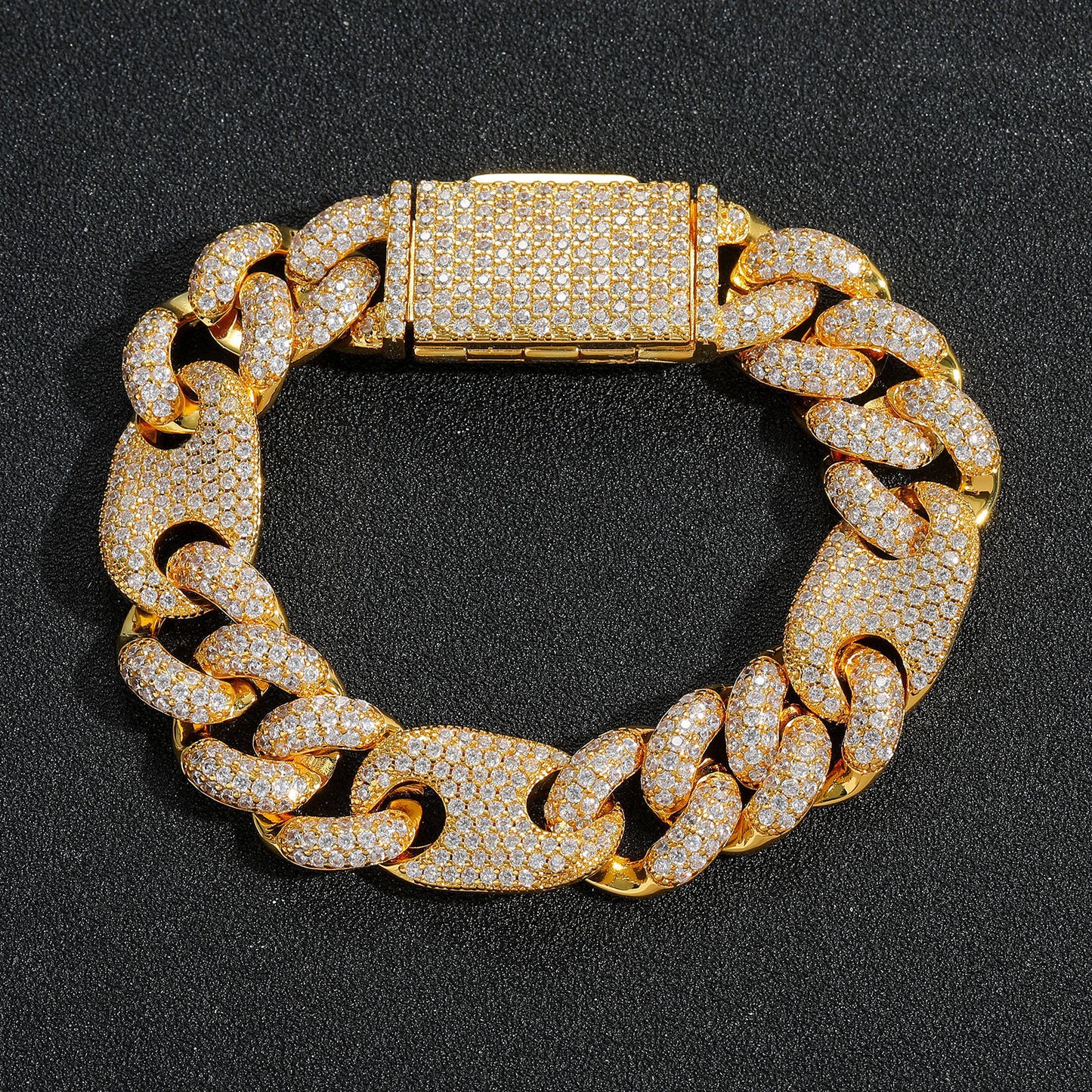 Hip Hop Heart Cubic Zirconia Bracelet for Men and Women