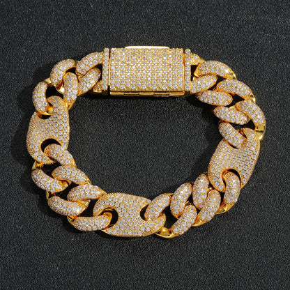 Hip Hop Heart Cubic Zirconia Bracelet for Men and Women