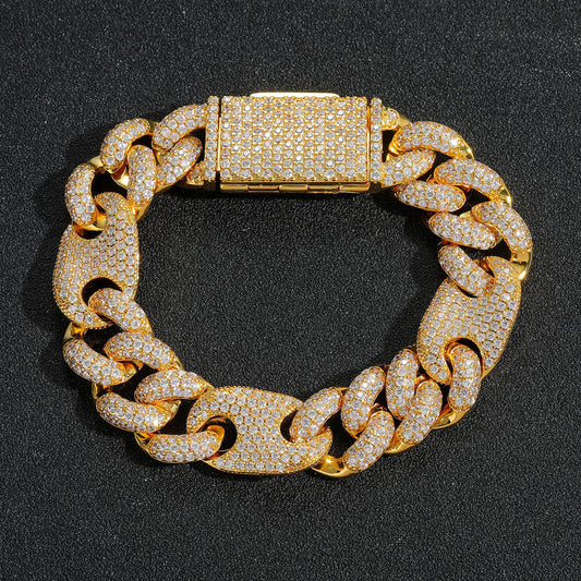 Hip Hop Heart Cubic Zirconia Bracelet for Men and Women