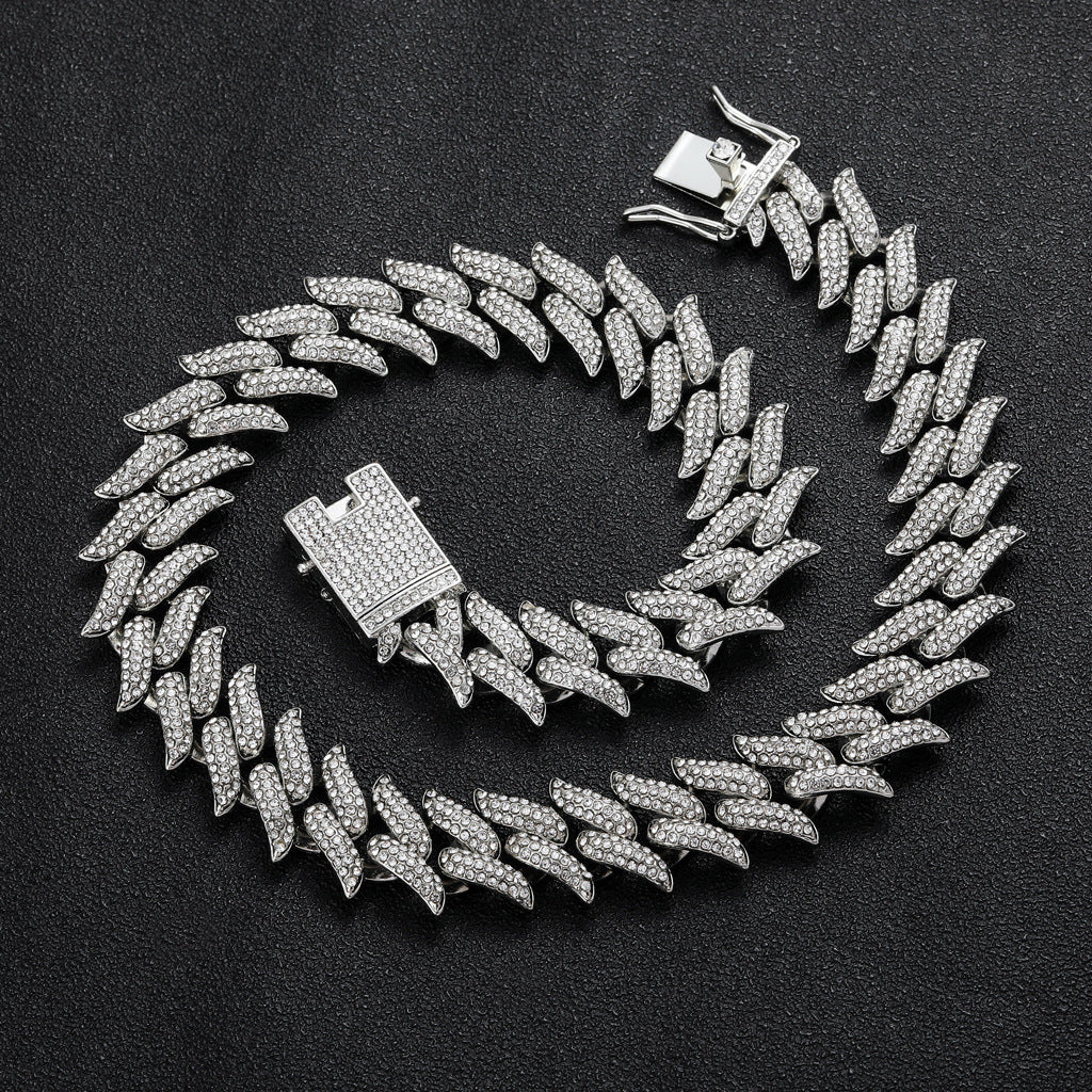 Hip Hop Cuban Link Thorn Spike Alloy Necklace for Men