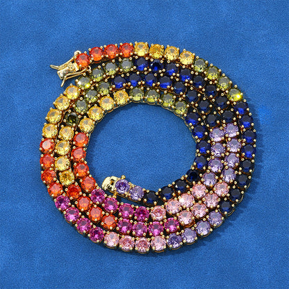 5 mm Multicolor Round CZ Tennis Copper Necklace or Bracelet - CHA111