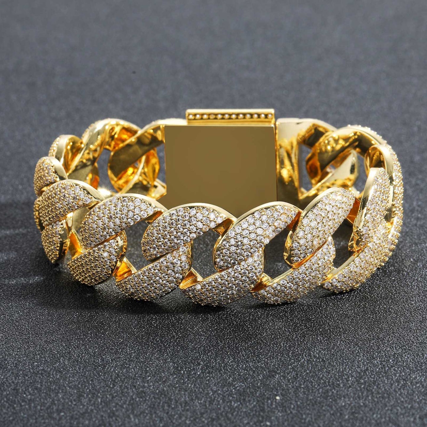 Hip Hop Cuban Link Bubble Copper Bracelet for Men