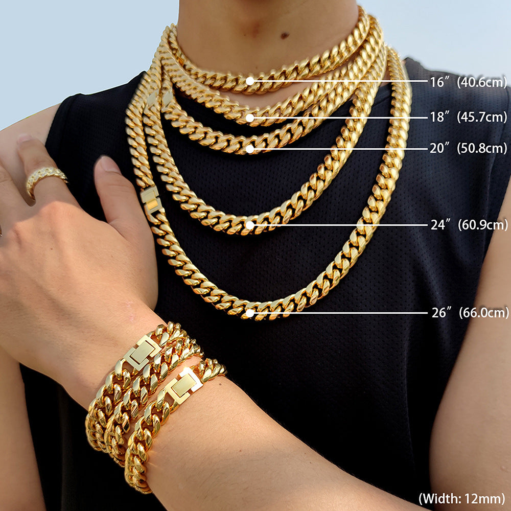 14-18 mm Rounded Polished Cuban Stainless steel Necklace or Bracelet - CHA110 product image
