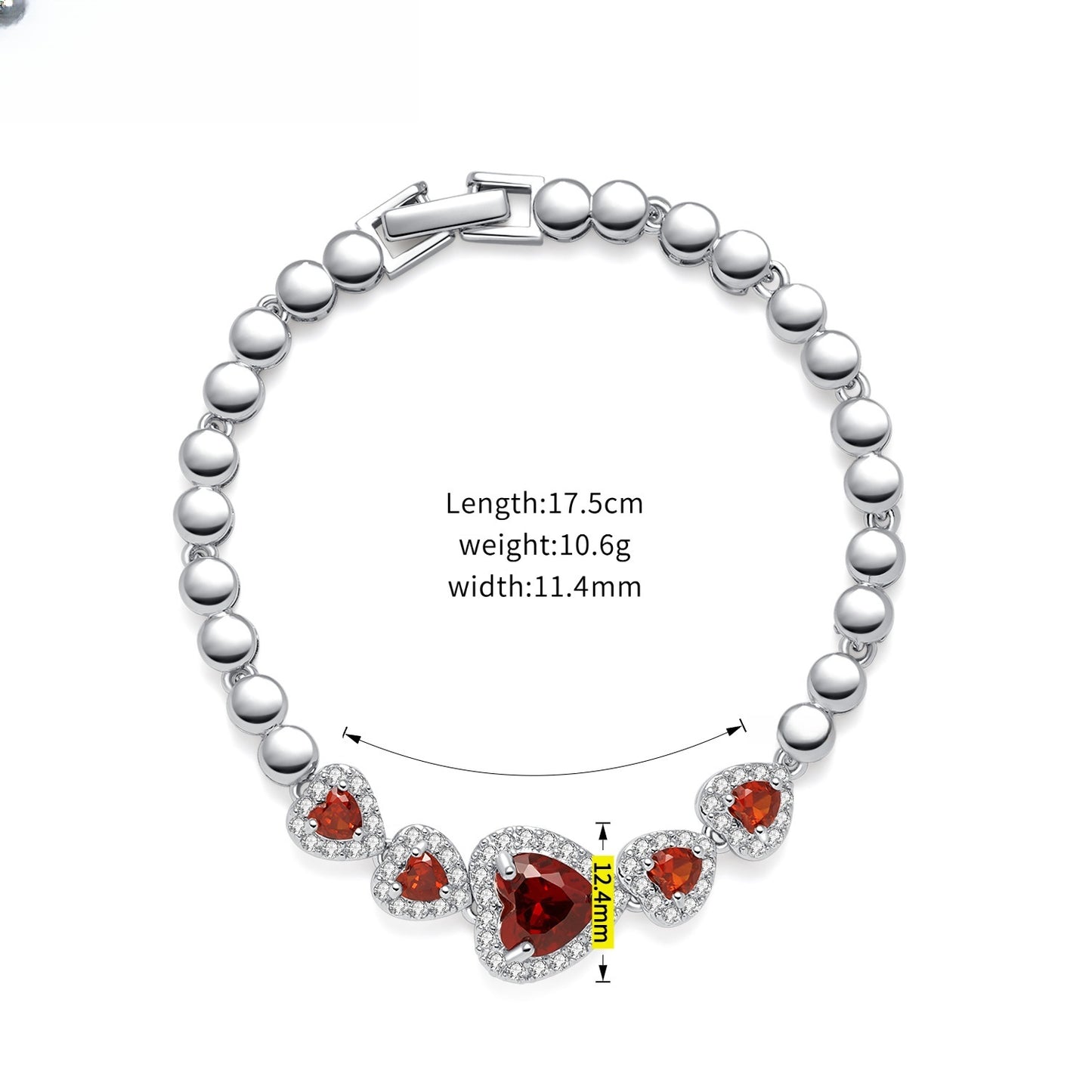 Heart Tennis Bracelet for Women Romantic Gift