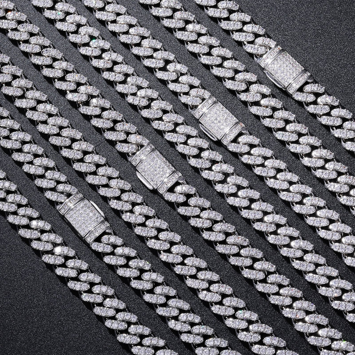 10mm Double Row Iced Out Cuban Link Chain Necklace Bracelet for Men and Women product image