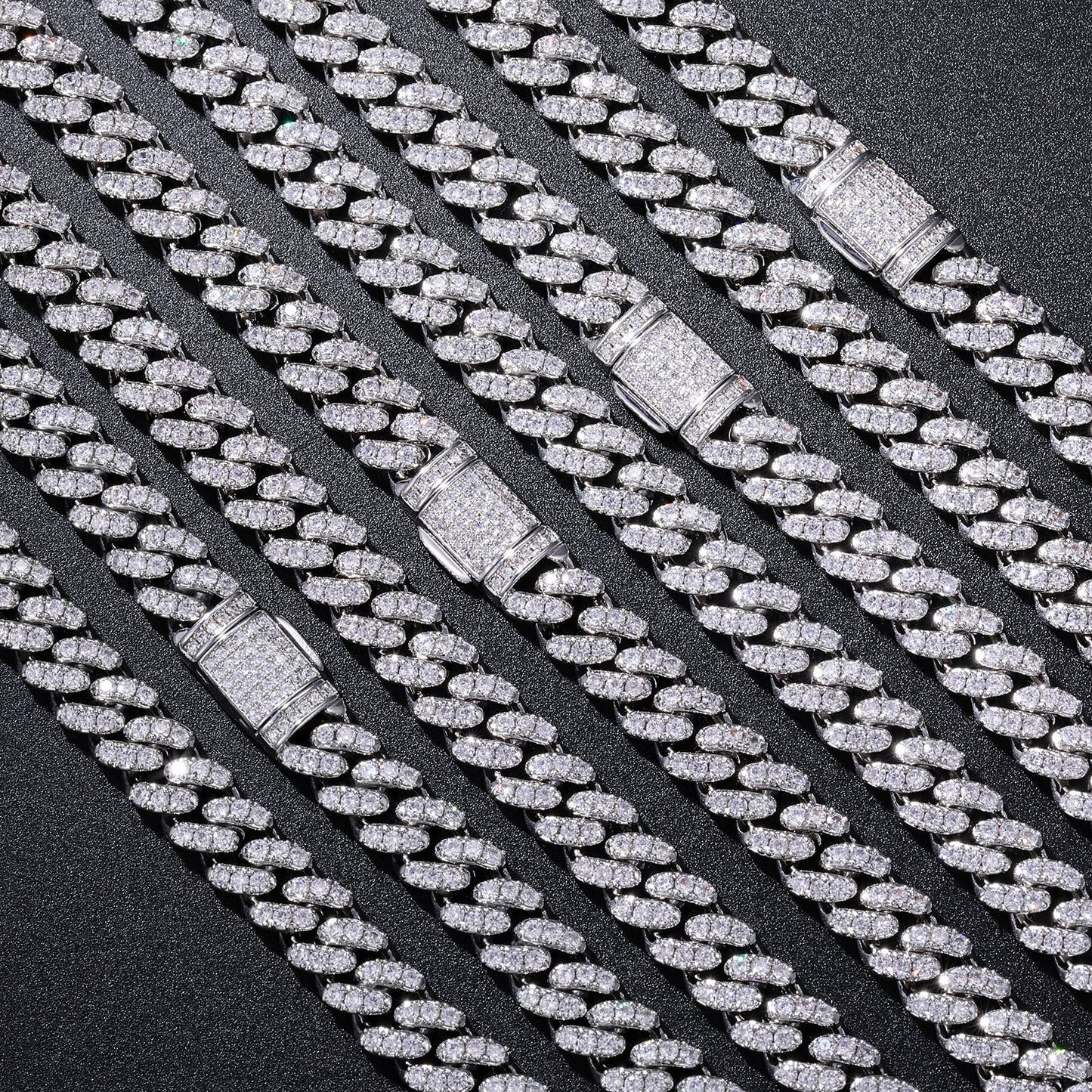 10mm Double Row Iced Out Cuban Link Chain Necklace Bracelet for Men and Women product image