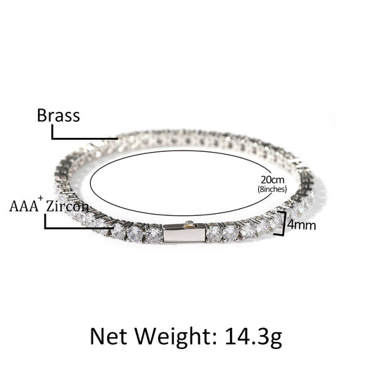 Vintage Line Tennis Bracelet for Women and Men, Gold Plated or Silver Plated Cubic Zirconia Chain Bracelet, Stackable Minimalist Jewelry Gift