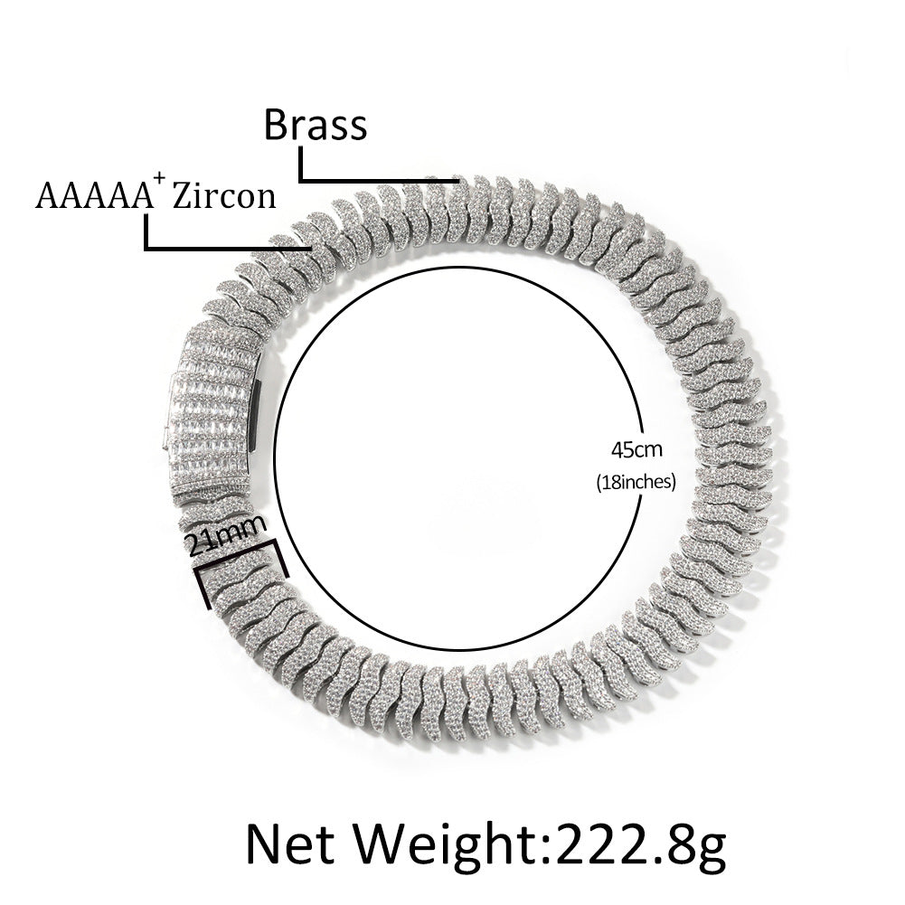 Iced Line Statement Chain Necklace for Women & Men - Silver or Gold Plated Hip Hop Pendant Necklace product image