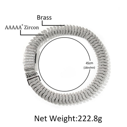 Iced Line Statement Chain Necklace for Women & Men - Silver or Gold Plated Hip Hop Pendant Necklace