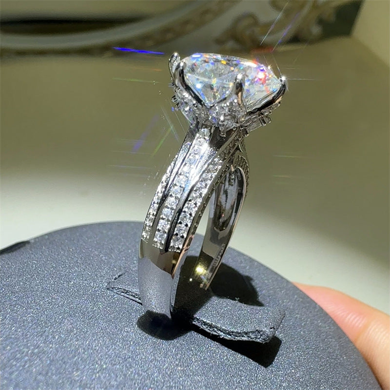 5 Carat Moissanite Ring for Women, Halo Style Split Shank Engagement Ring product image