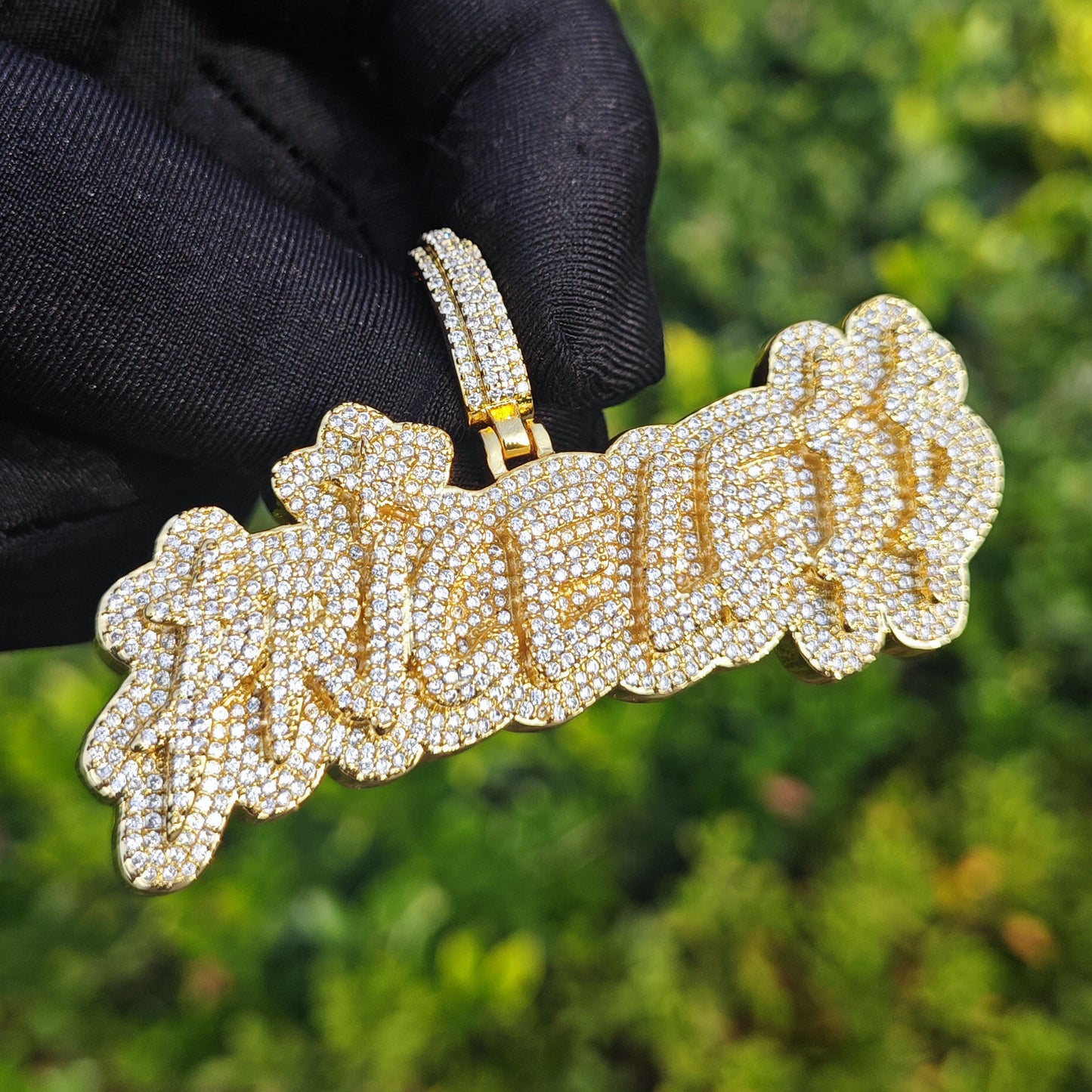 Iced Out Letter Pendant Necklace for Men