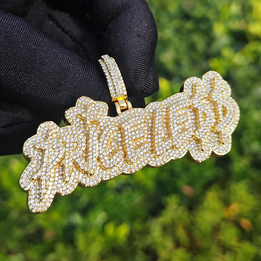 Iced Out Letter Pendant Necklace for Men