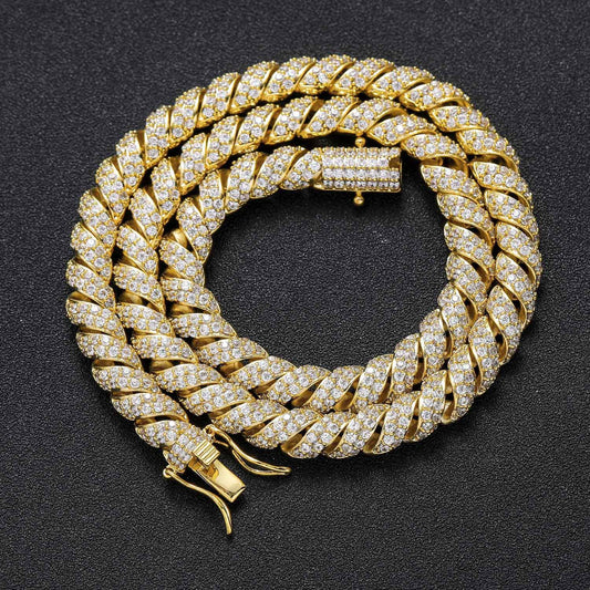 Hip Hop Minimalist Cuban Link Cubic Zirconia Necklace for Men and Women