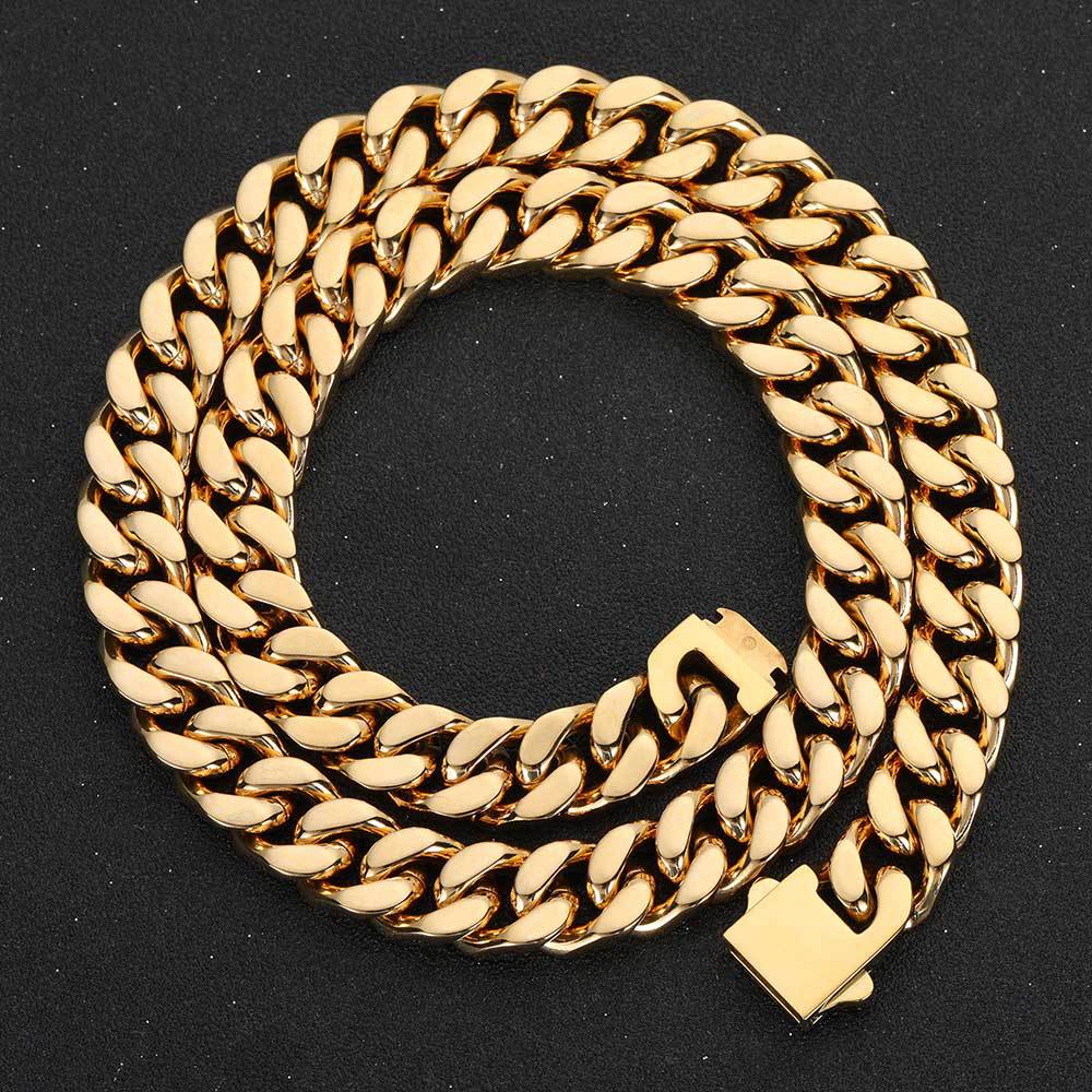 5-15 mm Double-Woven Polished Cuban Stainless steel Necklace - CHA053 product image