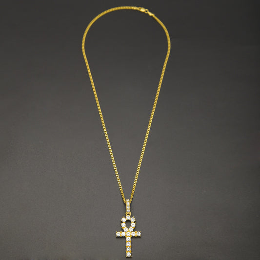 Iced Out Cross Pendant Necklace for Women & Men – Cubic Zirconia Hip Hop Chain in Gold, Silver & Black