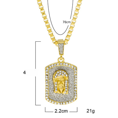 Iced Dog Tag Pendant Necklace for Women & Men – Gold Plated Hip Hop Statement Chain Necklace