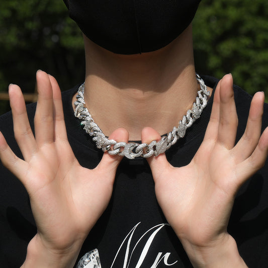 Men’s Iced Out Cuban Link Chain Bracelet or Necklace with Cubic Zirconia Sun Moon Star Eye Charms