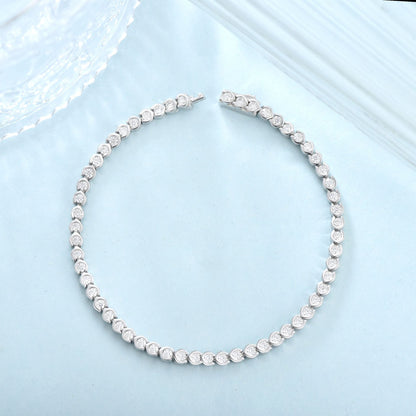 Moissanite Tennis Bracelet, S925 Sterling Silver, 18k Gold-Plated, Slim Stackable Bracelet