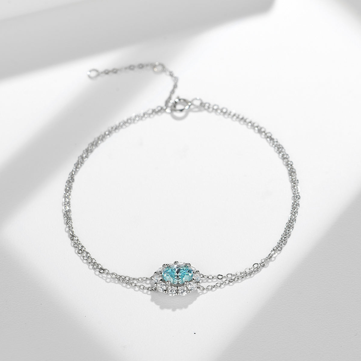 Oval Halo Bracelet, Double-Chain Adjustable Wrist Jewelry product image
