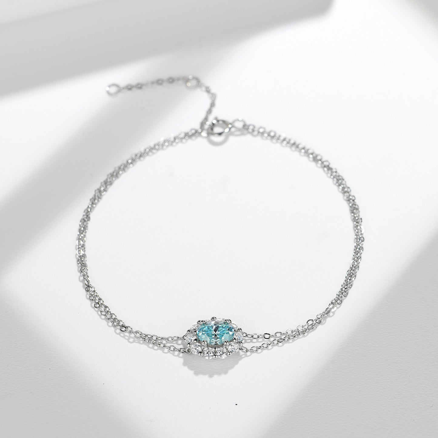 Oval Halo Bracelet, Double-Chain Adjustable Wrist Jewelry product image