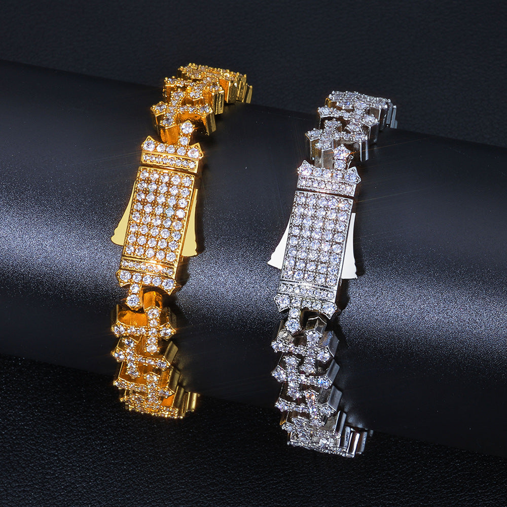 8.5-11 mm Cross CZ Link Copper Bracelet - CHA165 product image