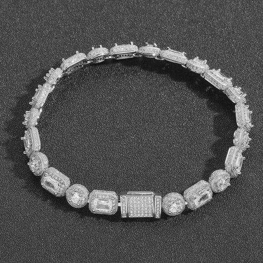 Hip Hop Light Luxury Iced Link Cubic Zirconia Bracelet for Men
