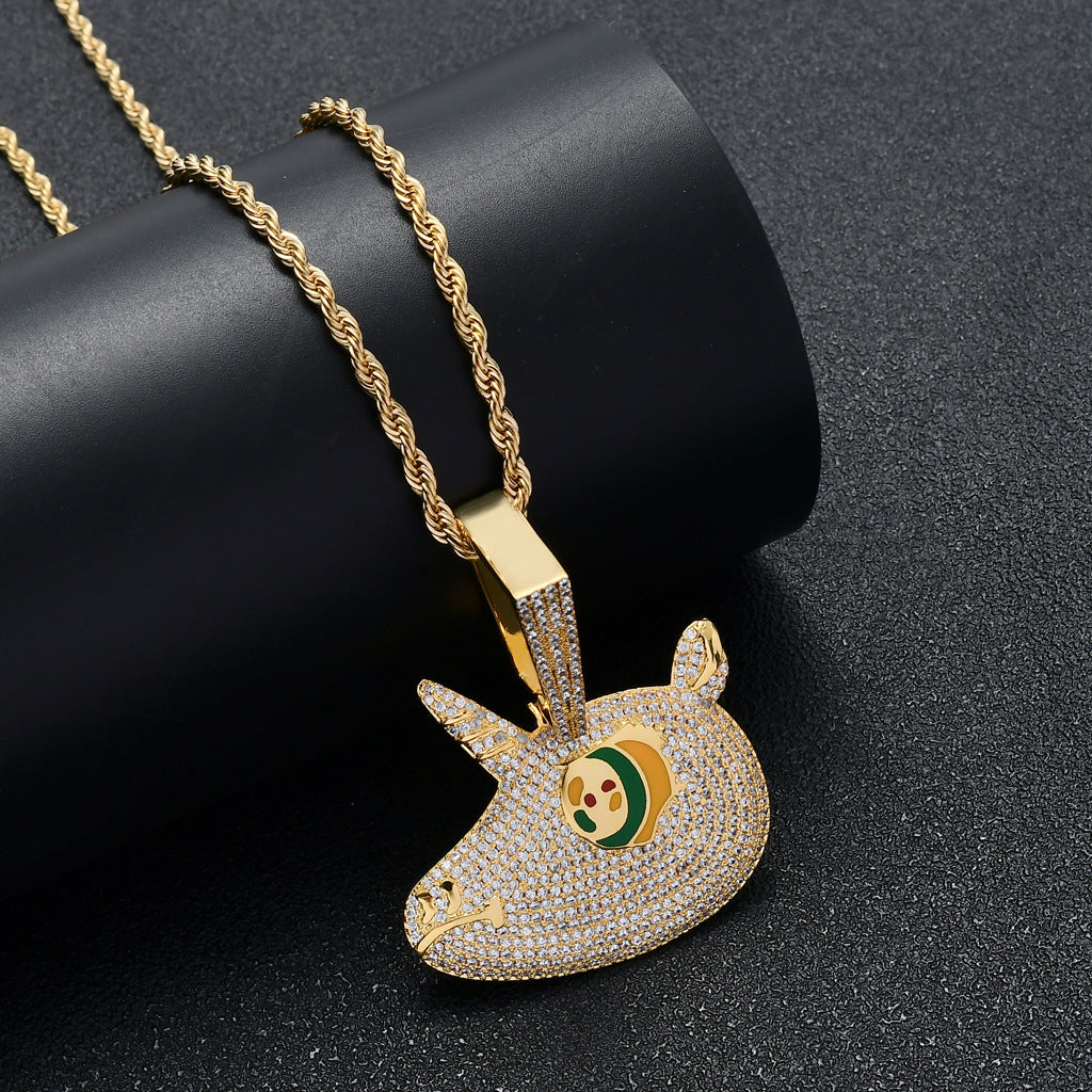 Hip Hop Eye Cubic Zirconia Pendant Necklace for Men and Women