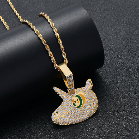 Hip Hop Eye Cubic Zirconia Pendant Necklace for Men and Women