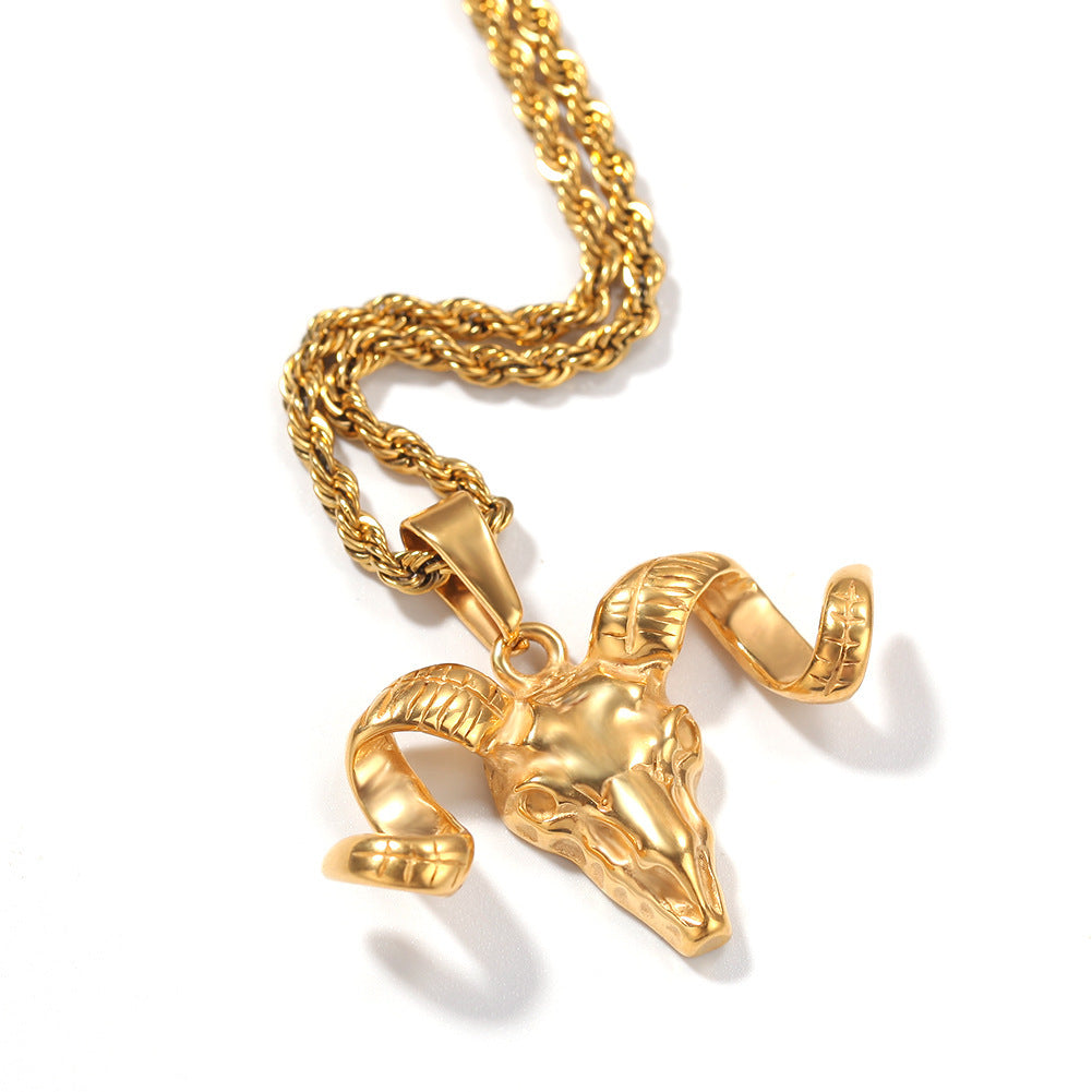 Gold Plated Dancing Robot Pendant Necklace with Cuban or Twist Chain - Trendy Stainless Steel Statement Jewelry product image