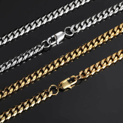 6-9 mm Polished Cuban Hip Hop Necklace or Bracelet with Stainless steel Base - CHA026