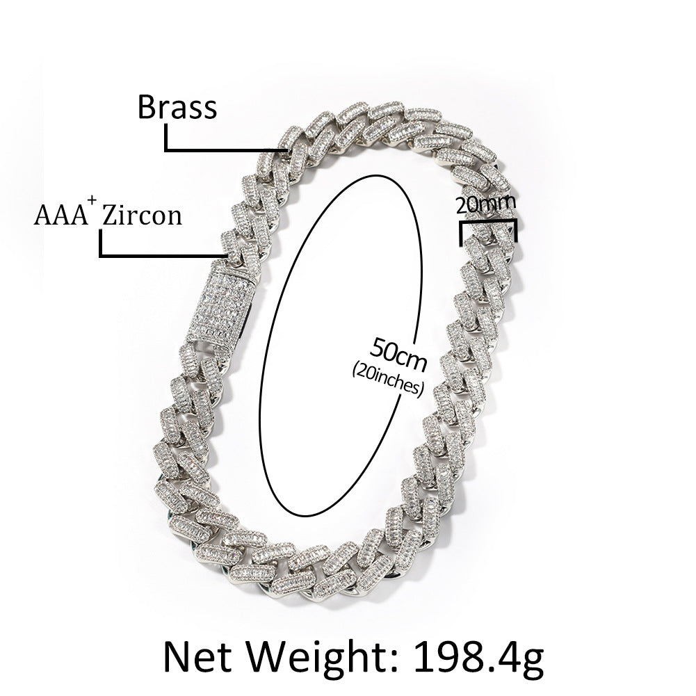 Iced Out Cuban Link Chain Necklace Bracelet Set with Cubic Zirconia Pendant for Women and Men