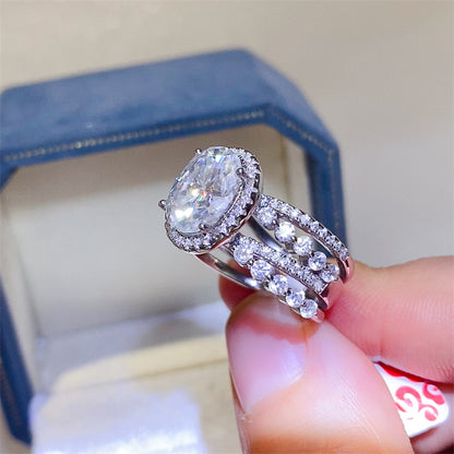 Oval Halo Moissanite Ring for Women, 3 Carat to 5 Carat Style Engagement Ring