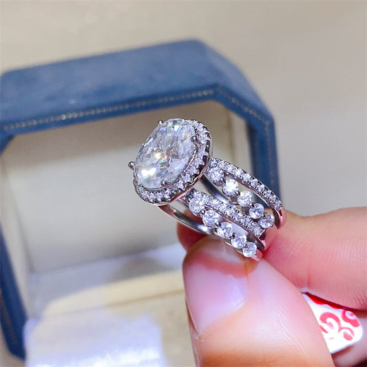 Oval Halo Moissanite Ring for Women, 3 Carat to 5 Carat Style Engagement Ring