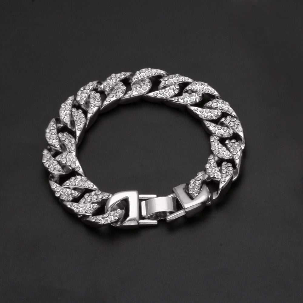 Men’s Gold Plated Iced Cuban Link Bracelet with Cubic Zirconia Statement Chain product image