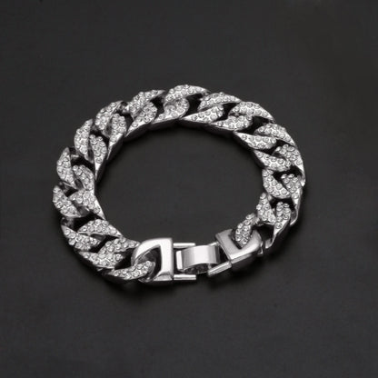 Men’s Gold Plated Iced Cuban Link Bracelet with Cubic Zirconia Statement Chain